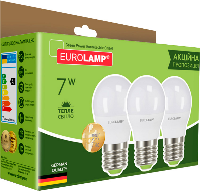 Лампа світлодіодна Eurolamp (4260484998743) 7Вт, E27, 3000K